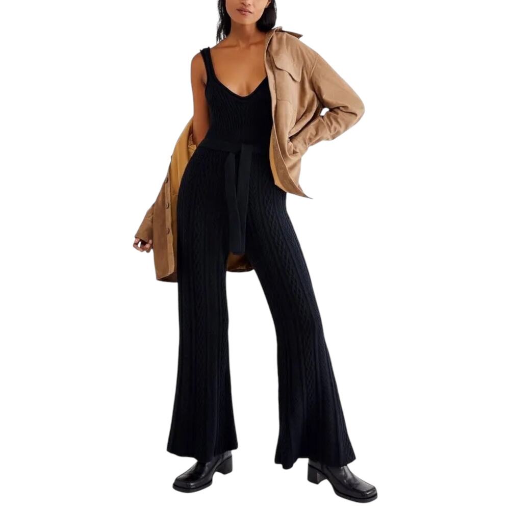 Free People x Revolve Montecito Cable Knit Sleeveless Wide Leg Jumpsuit Size S